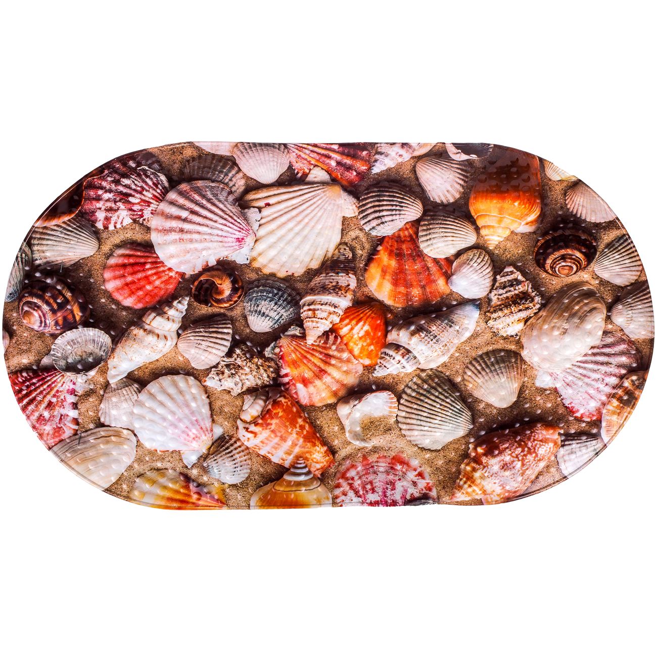 Covor de baie antiderapant, Cali, model cu scoici, 71 x 38 cm