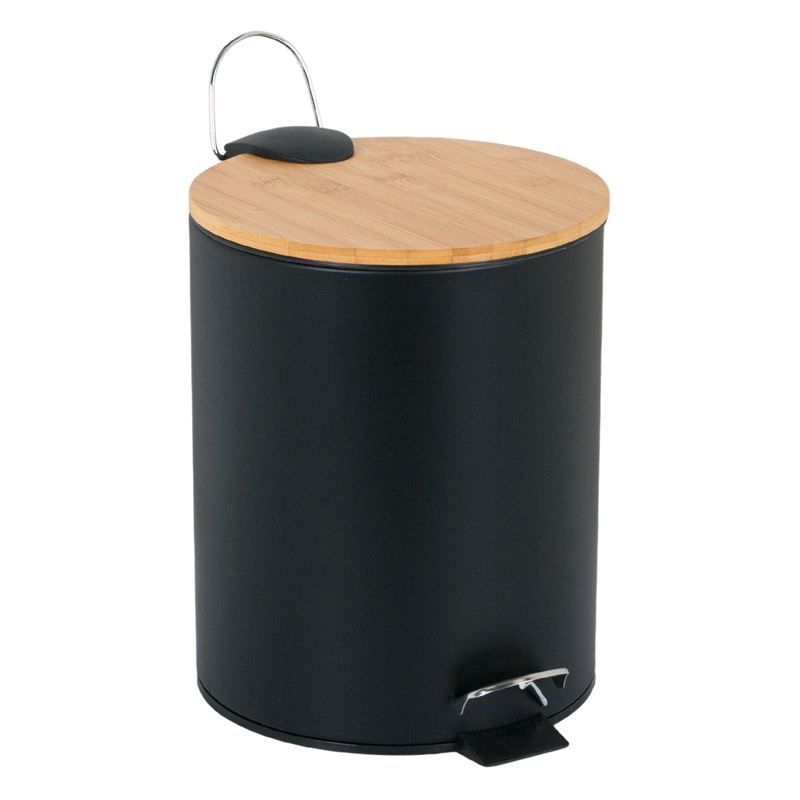 Cos de gunoi metalic pentru baie, negru, 5 Litri