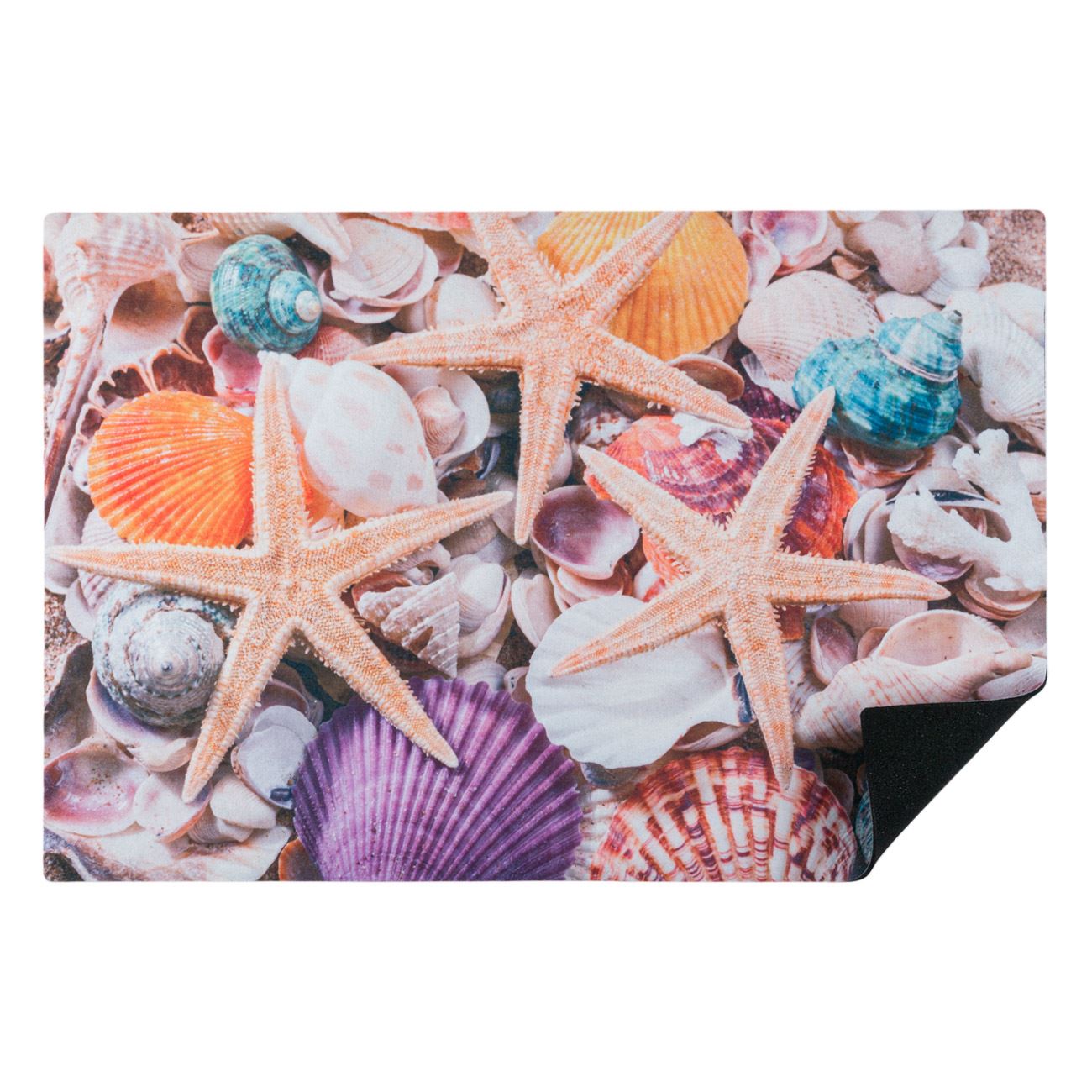 Covoras intrare, Cali, cu imprimeu scoici si stelute de mare, 60 x 40 cm