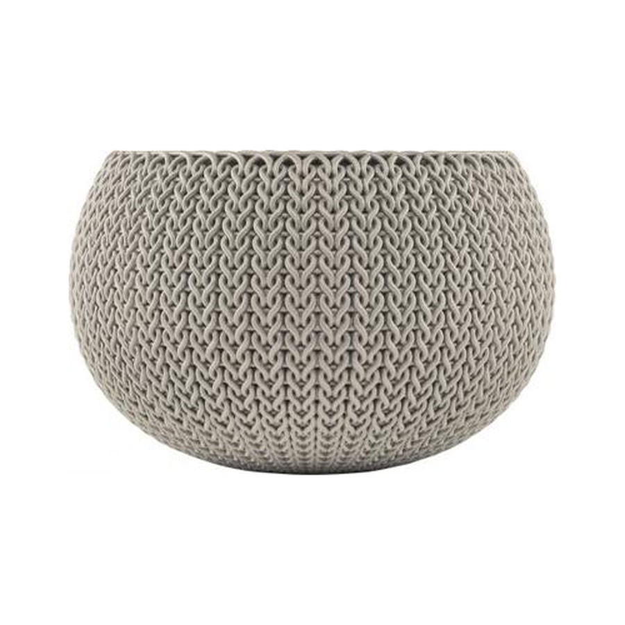 Ghiveci din plastic cu finisaj ratan sintetic Cozies Curver, suspendat, crem D 28 cm