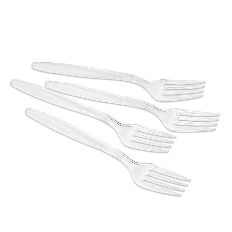 Set furculite din plastic, Cali, 50 bucati, transparente, 17.7 cm
