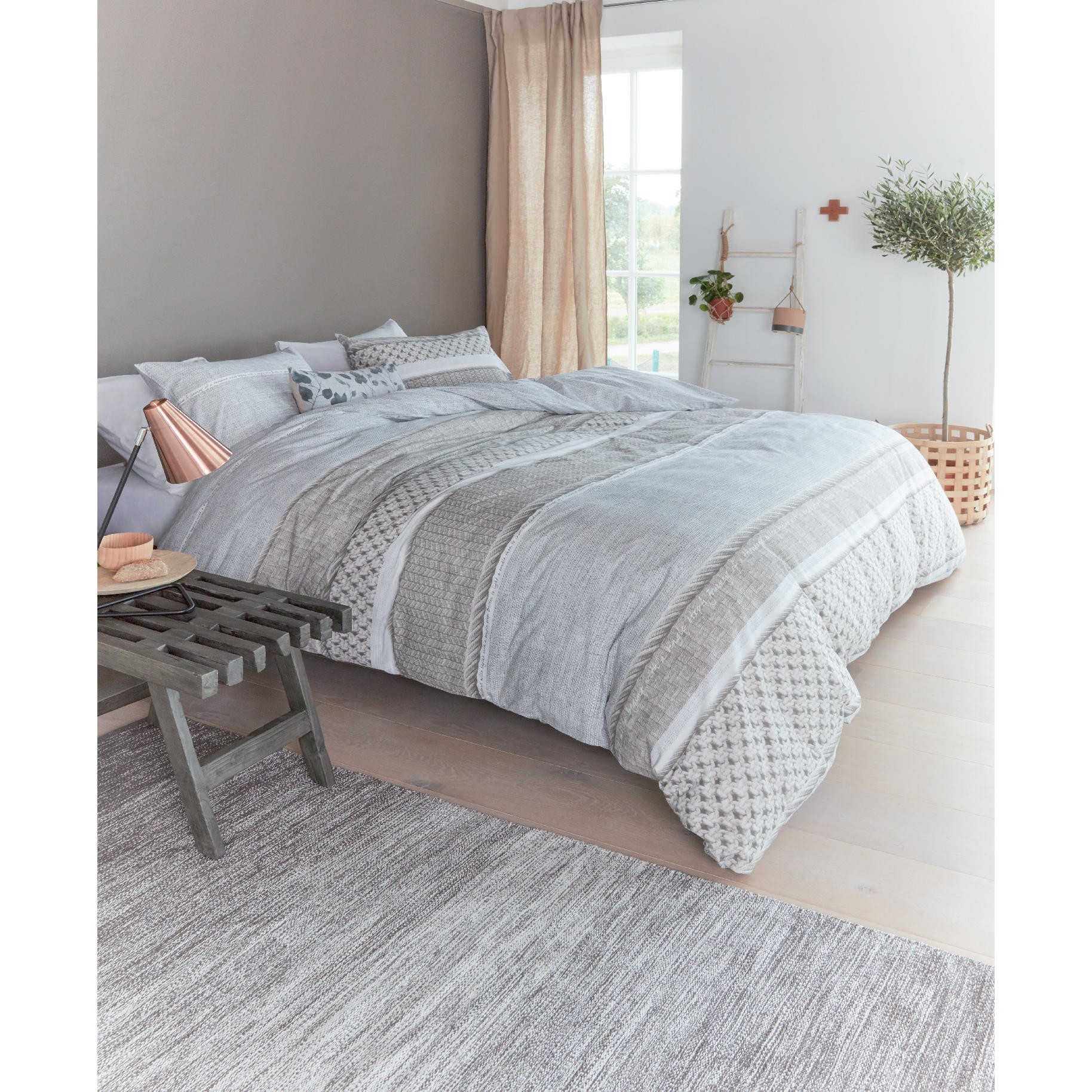 Lenjerie de pat Natural Cord, Cali, 2 persoane, bumbac, 4 piese