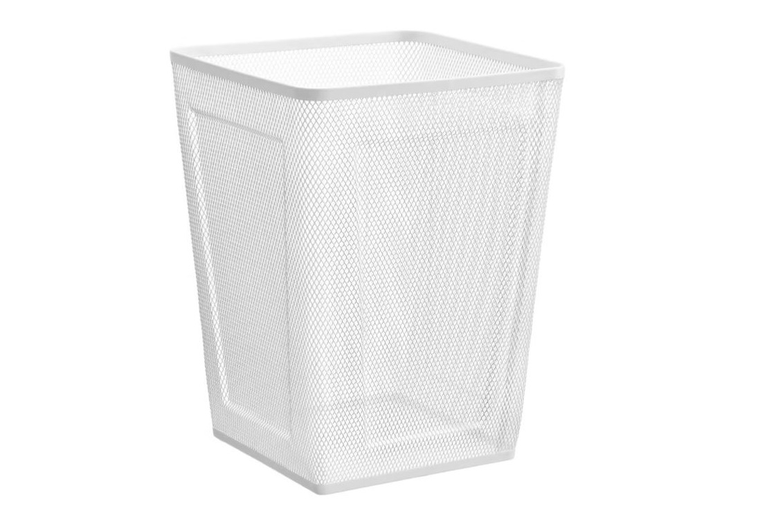 Cos de gunoi din metal pentru birou, 26x26x35cm, alb