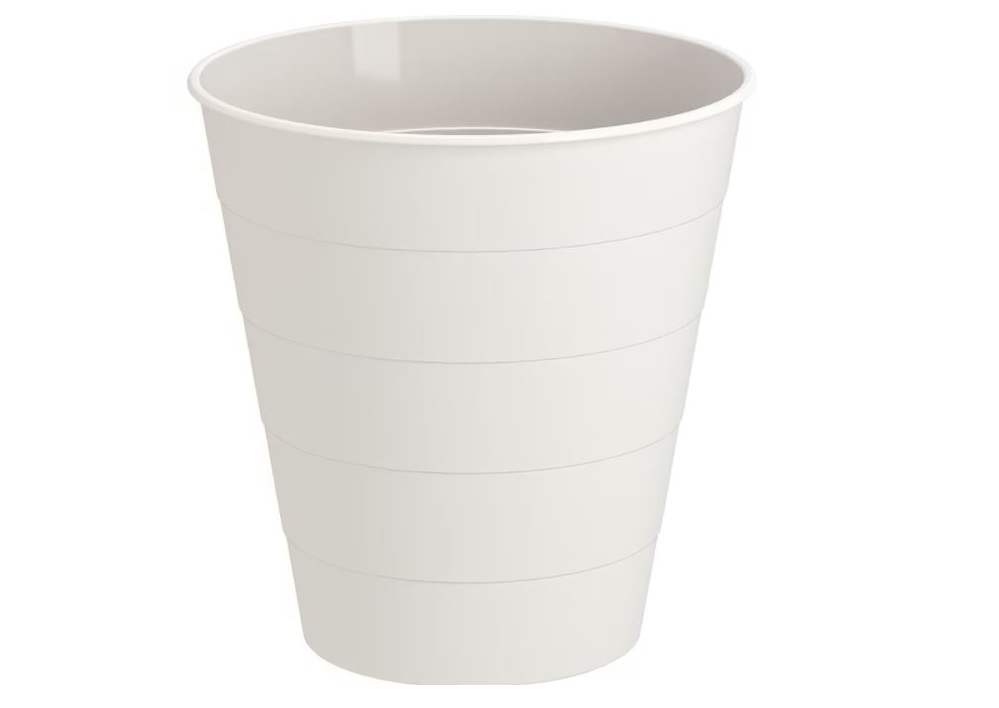 Cos gunoi CST din plastic, 10L pentru birou, 28cm, alb