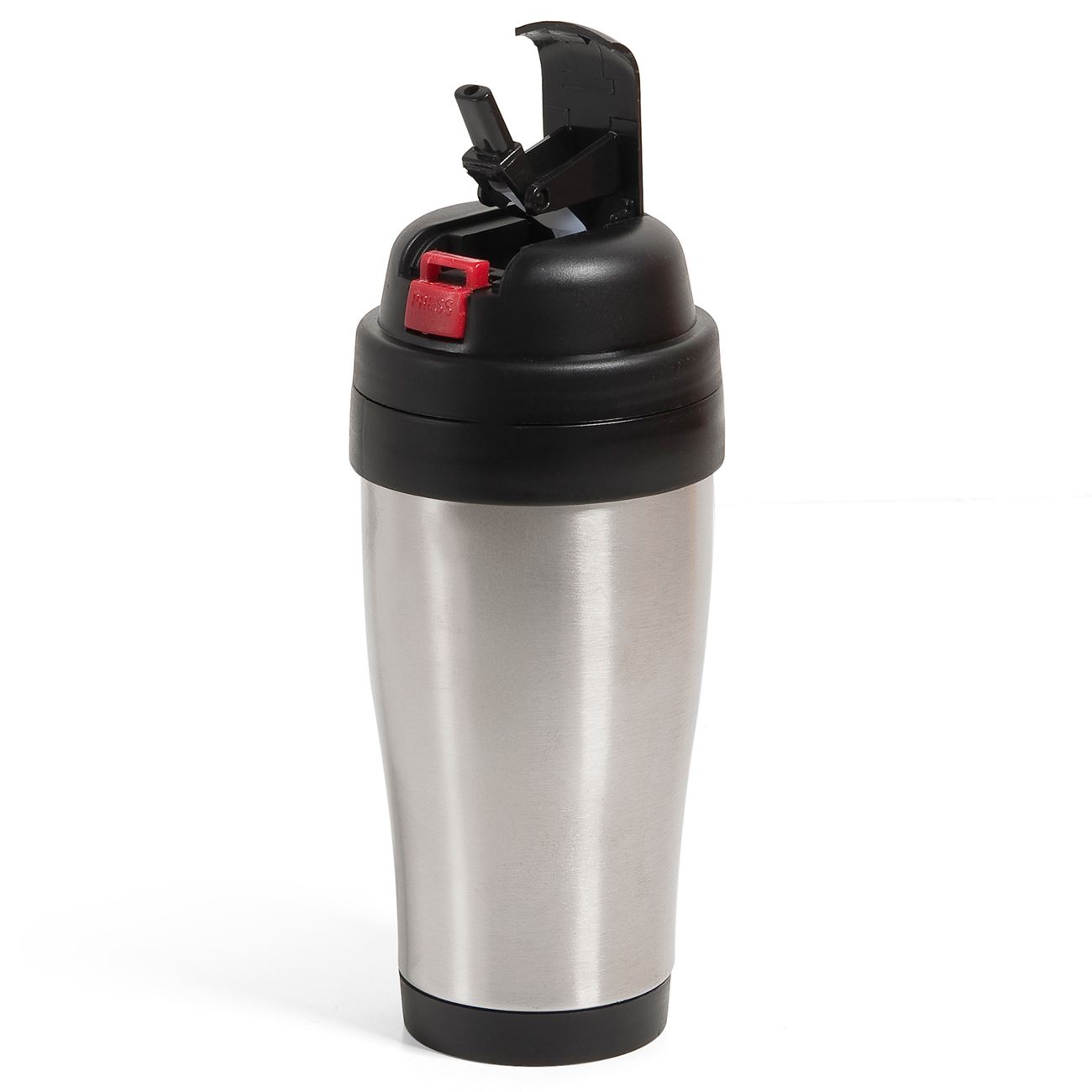 Shaker metalic, Cali, Model cu Capac si Pai, 450 ml, Argintiu/Negru