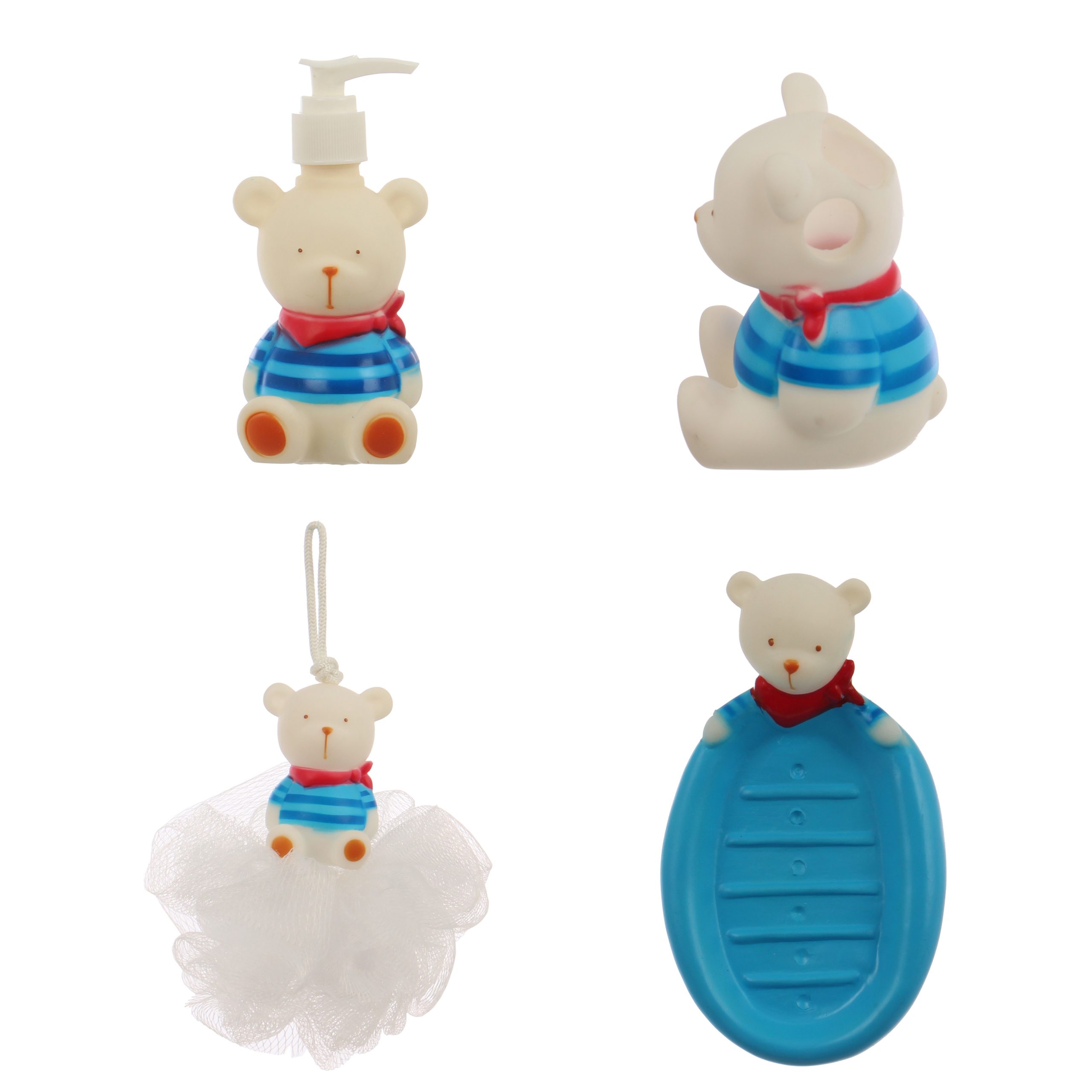 Set accesorii pentru baie, Cali, 4 piese, model ursuleti marinari