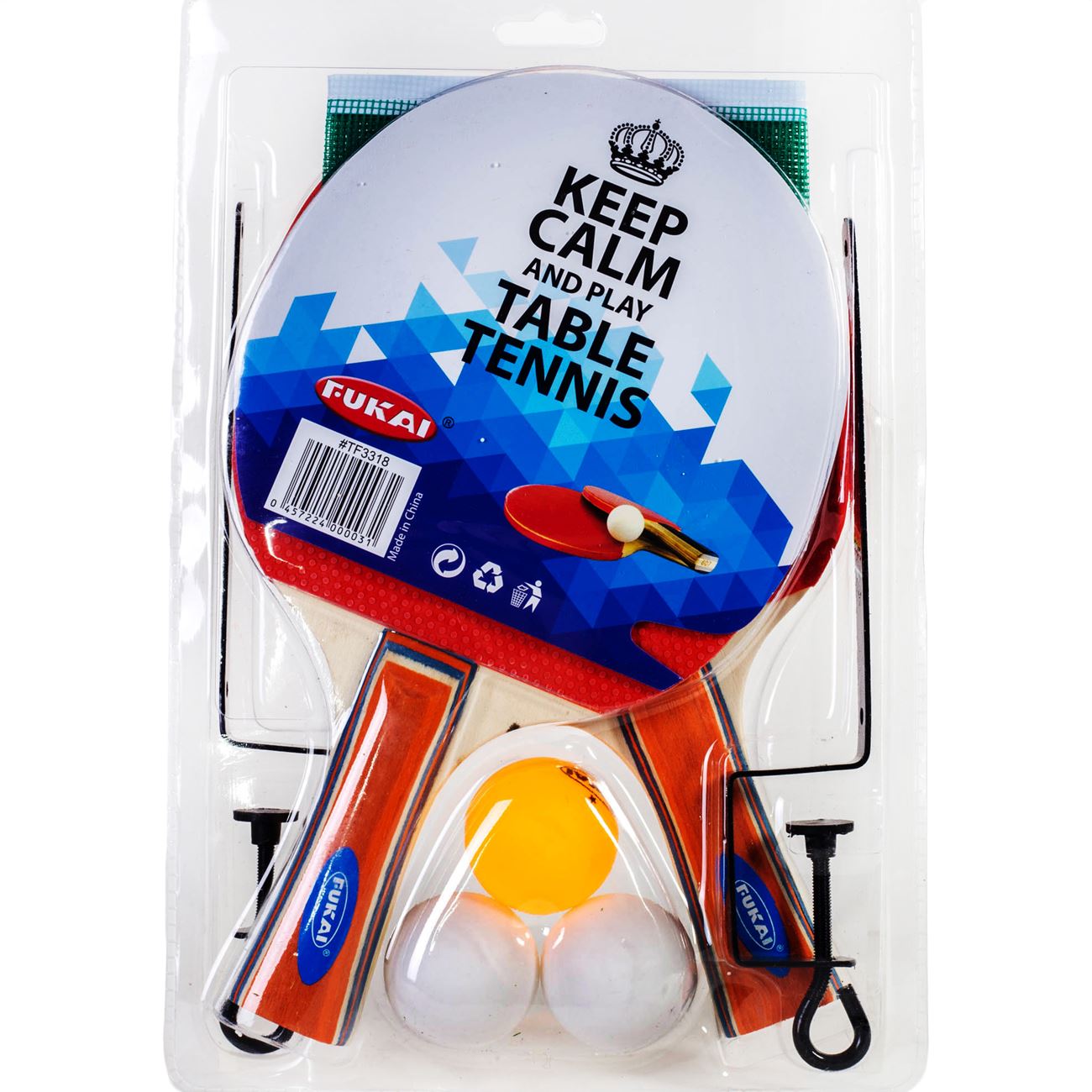 Set complet de tenis de masa/ping pong, model 2 palete, 3 mingi si fileu, multicolor