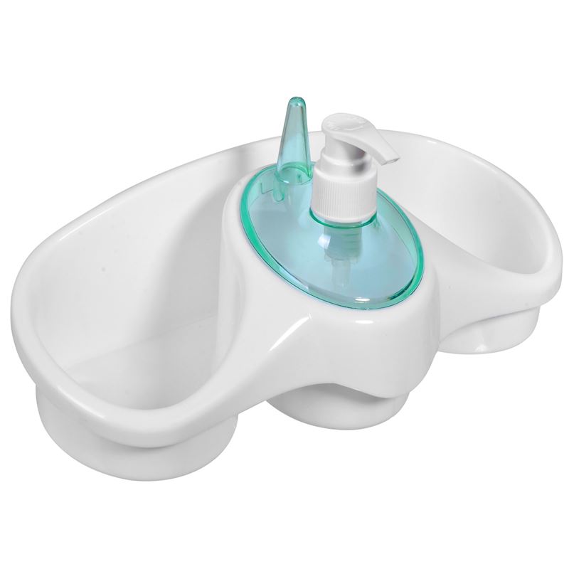 Suport organizator pentru burete si detergent, Cali, Alb