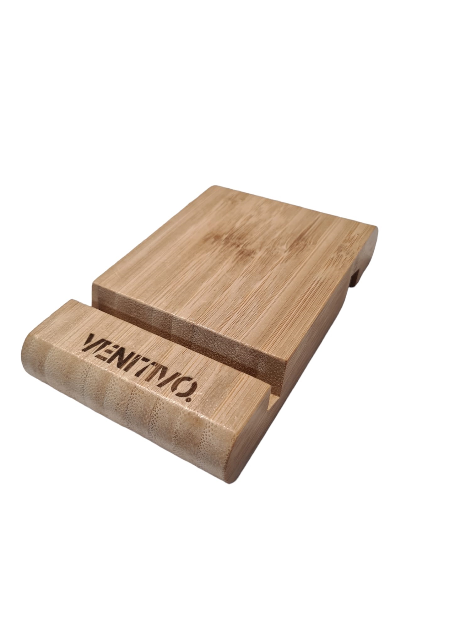 Suport telefon mobil si tableta VENITIVO  ,  bambus, 8x13x2 cm