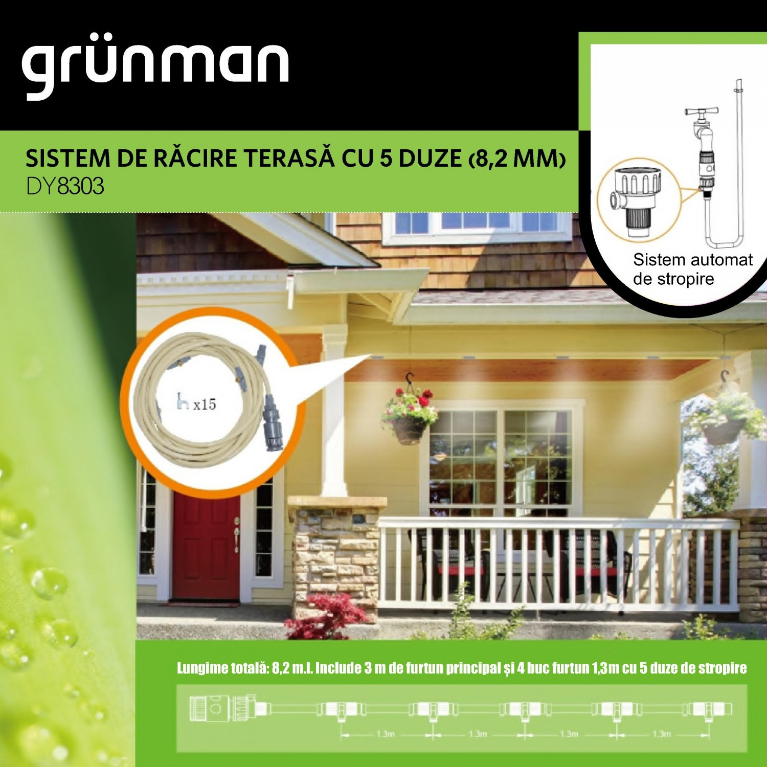 Sistem racire terasa , PVC, 3 m, 5 duze de pulverizare , ATS