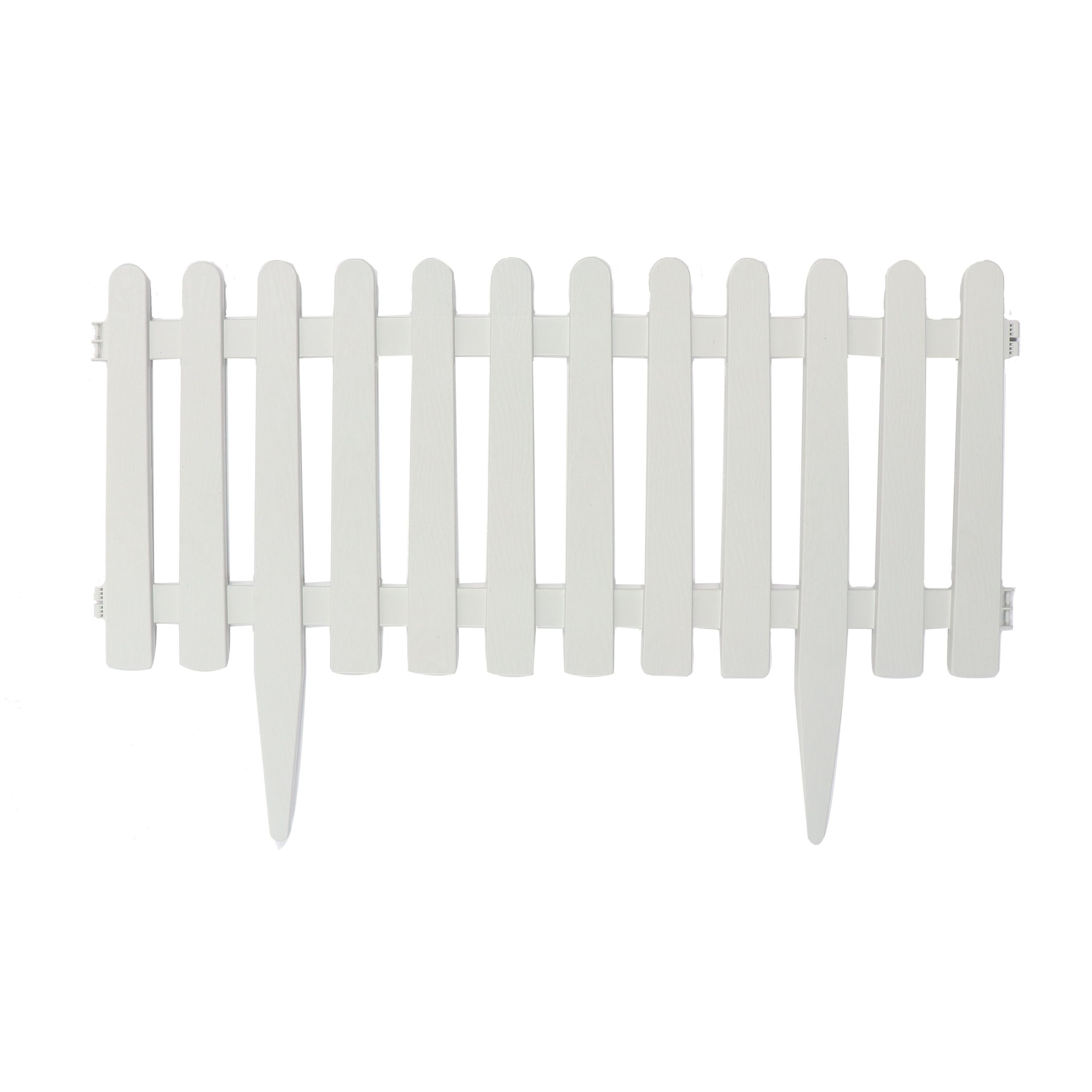 Set 4 bucati gard clasic Cali Garden, pentru gradina, plastic, alb murdar, dimensiune pe bucata 55 x 34 cm