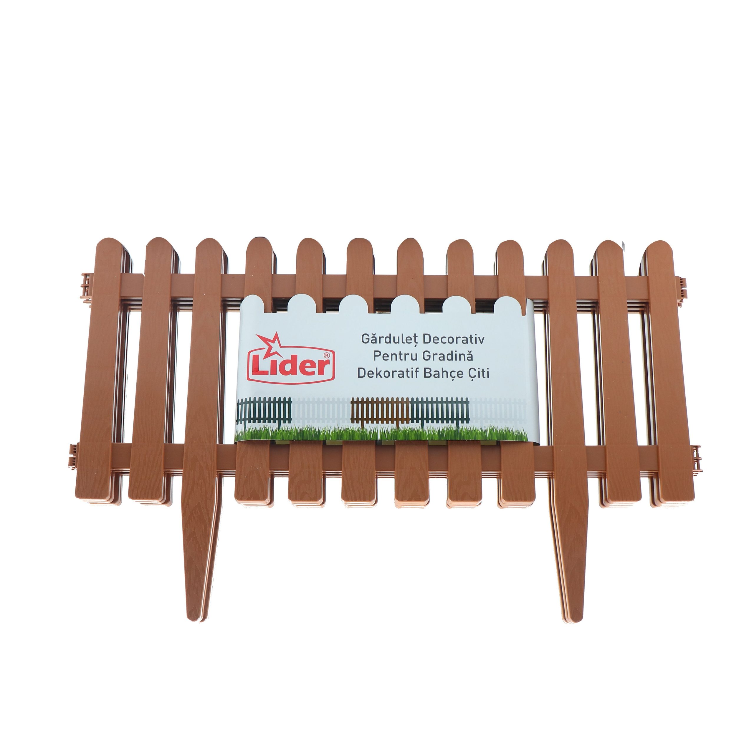 Set 4 bucati gard clasic Cali Garden, pentru gradina, plastic, maro, dimensiune pe bucata 55  x 34 cm