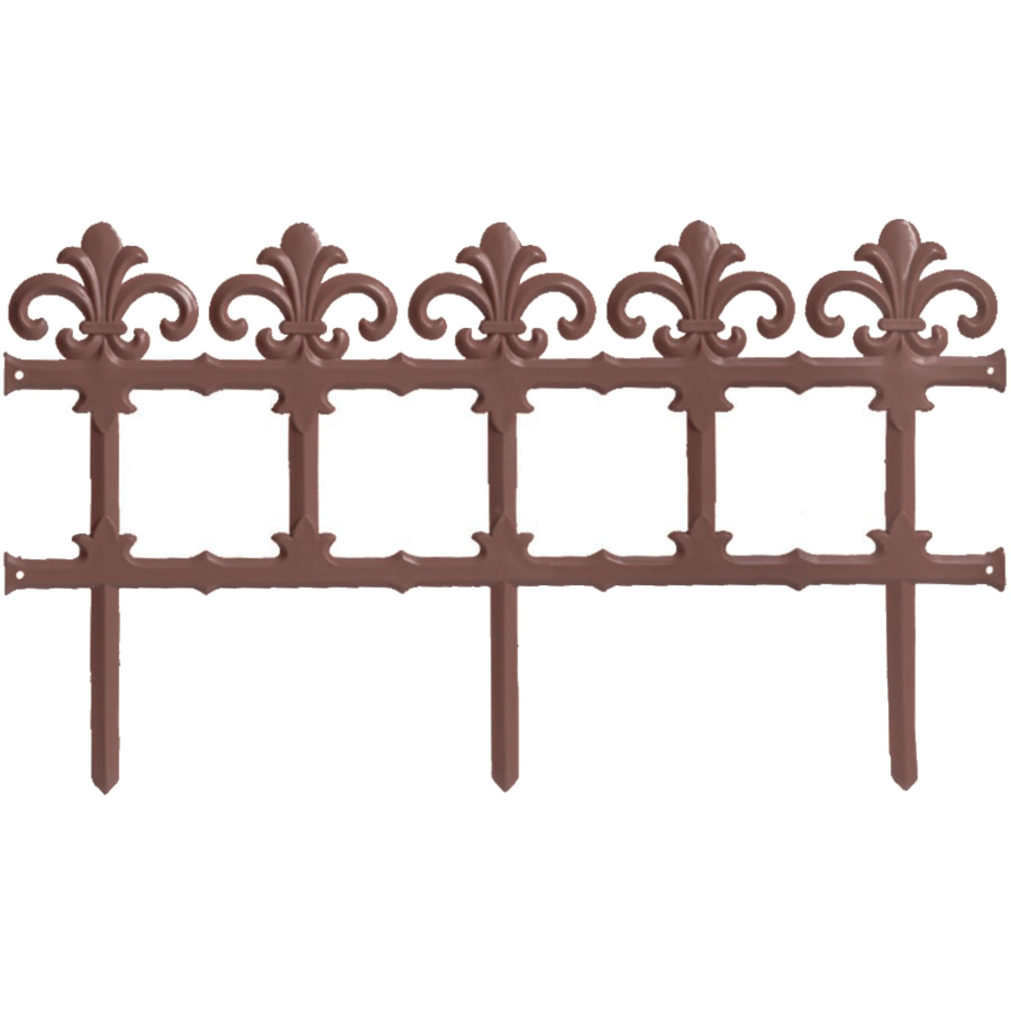 Set 6 bucati gard clasic Cali Garden, pentru gradina, plastic, maro, 370 x 34 cm