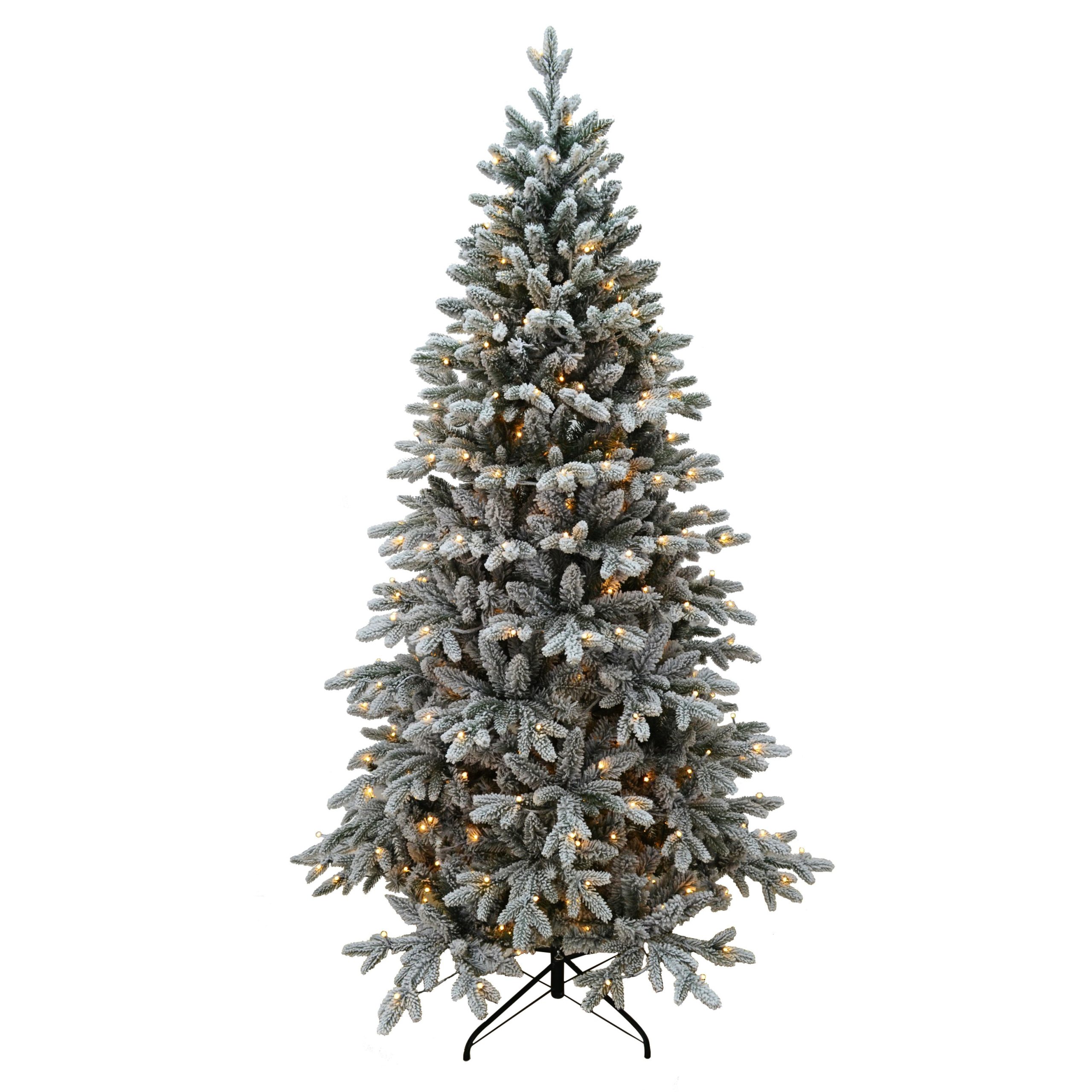 Brad artificial de Craciun cu zapada, YANA, 230 LED-uri cu lumina calda continua, 180 cm, verde cu alb