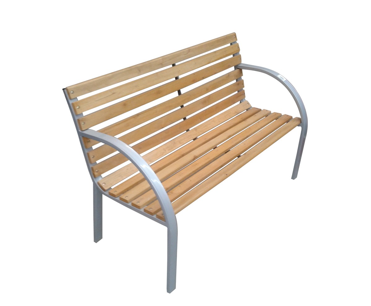 Banca gradina cu spatar, metal + lemn, natur, 123 x 40 x 41 cm, CST