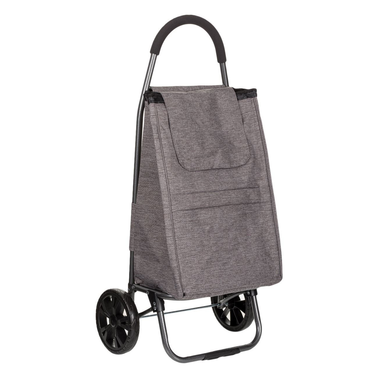Carucior pliabil cu 2 roti, Cali, pentru cumparaturi, cu geanta Izotermica, Gri, 48x36x98 cm
