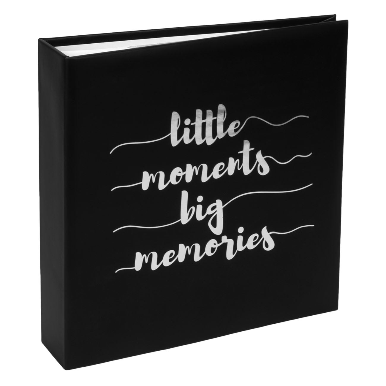 Album foto, Zola, negru, 200 locuri, model cu alb, 22,5×22,5×5 cm