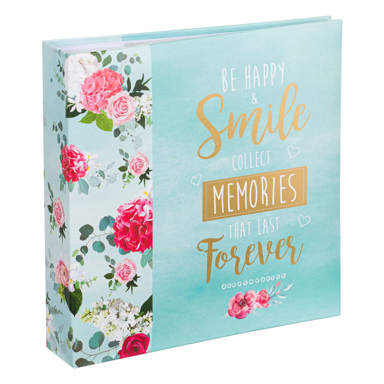 Album foto cu spatiu pentru notite, model floral, 22×22 cm, 200 poze