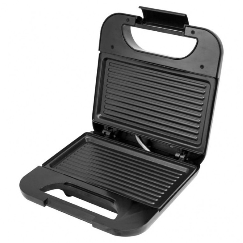 Sandwich maker Rohnson, 750 W, placi neaderente tip grill 21.5 x 12.5 cm, indicator LED incalzire, argintiu/negru