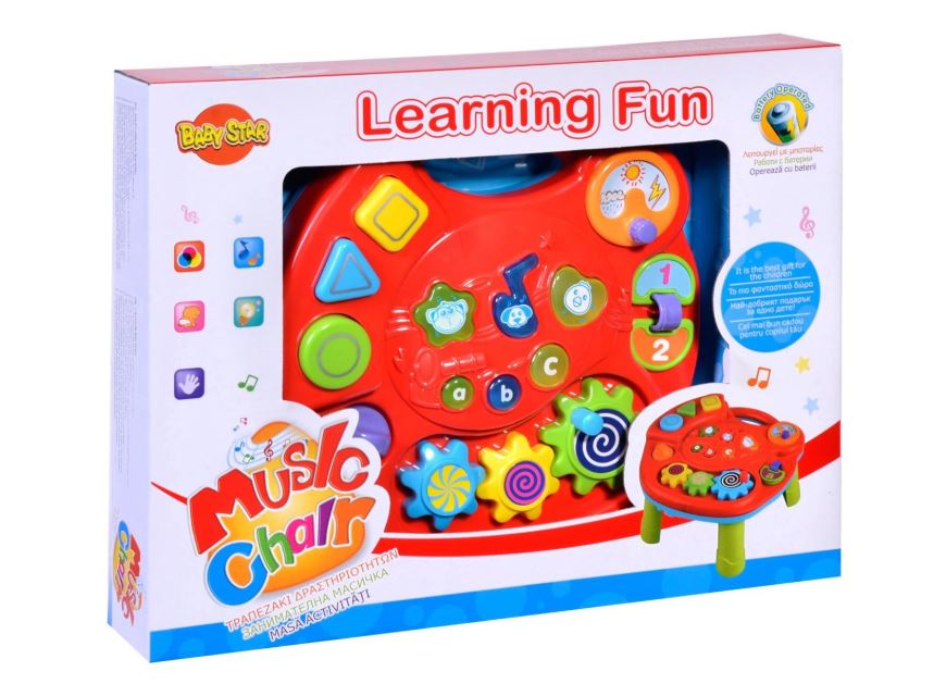 Jucarie tip masa interactiva Cali, cu activitati pentru bebelusi, cu sunete si lumini, multicolor