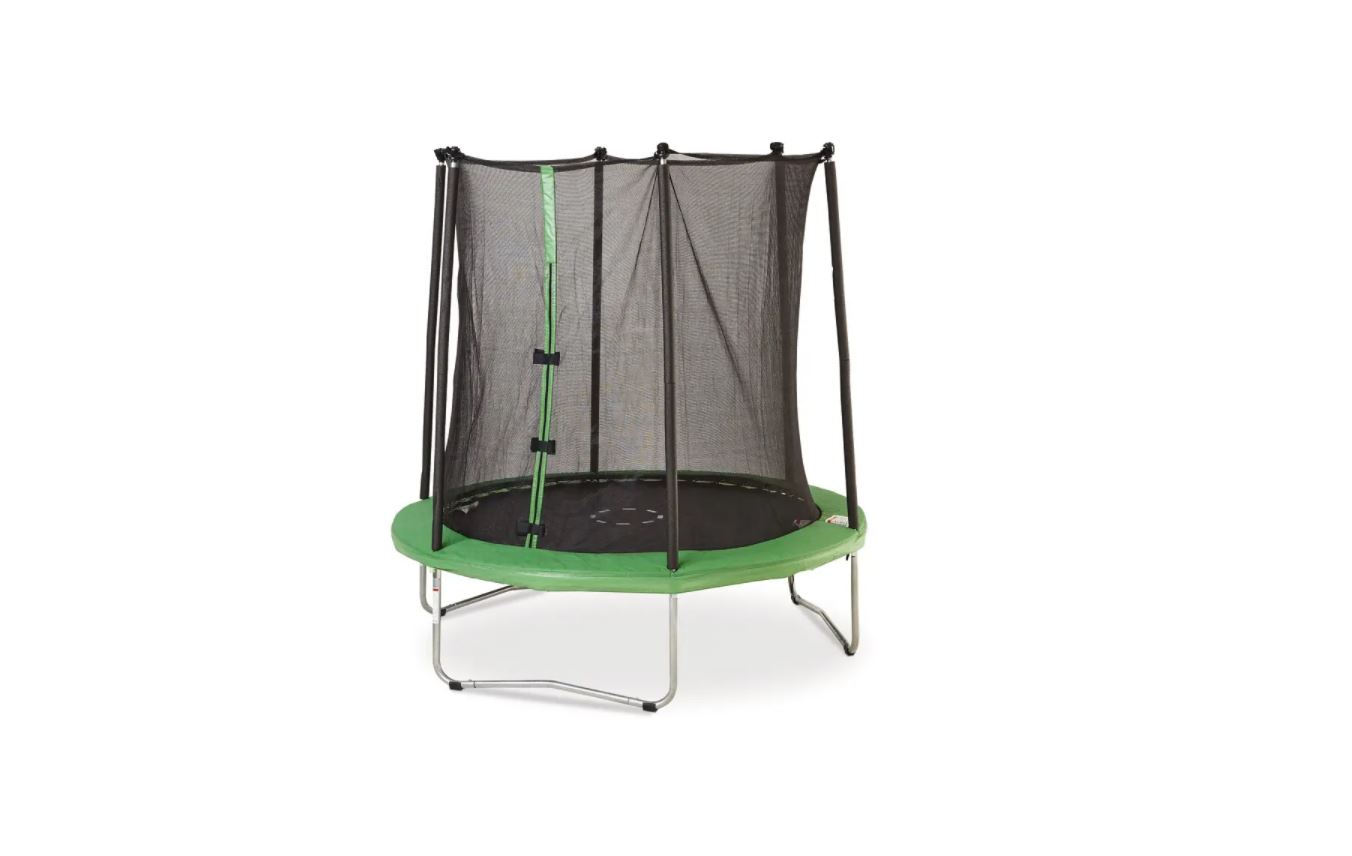 Trambulina copii CALI, de gradina, verde, D 244 cm, plasa rezistenta UV, structura metal