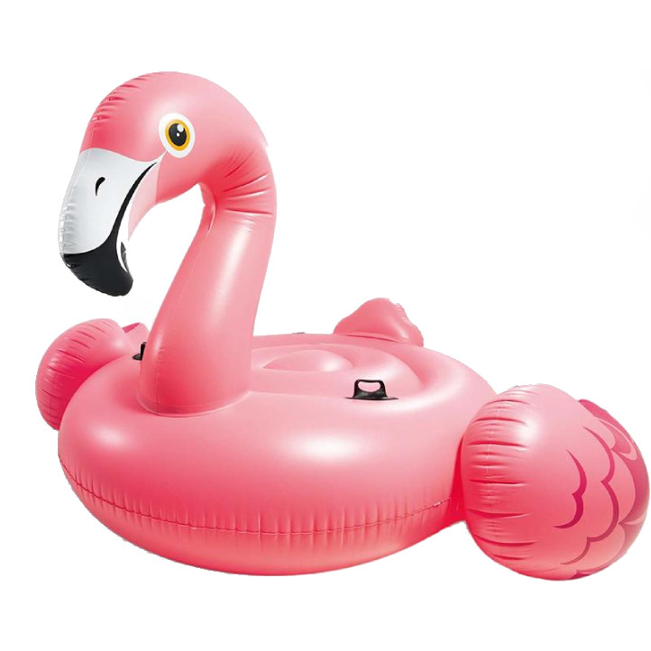 Saltea gonflabila in forma de Flamingo pentru copii si adulti, manere de sustinere, PVC de 0,3 mm, 1.78 x 1.35 x 0.97 m