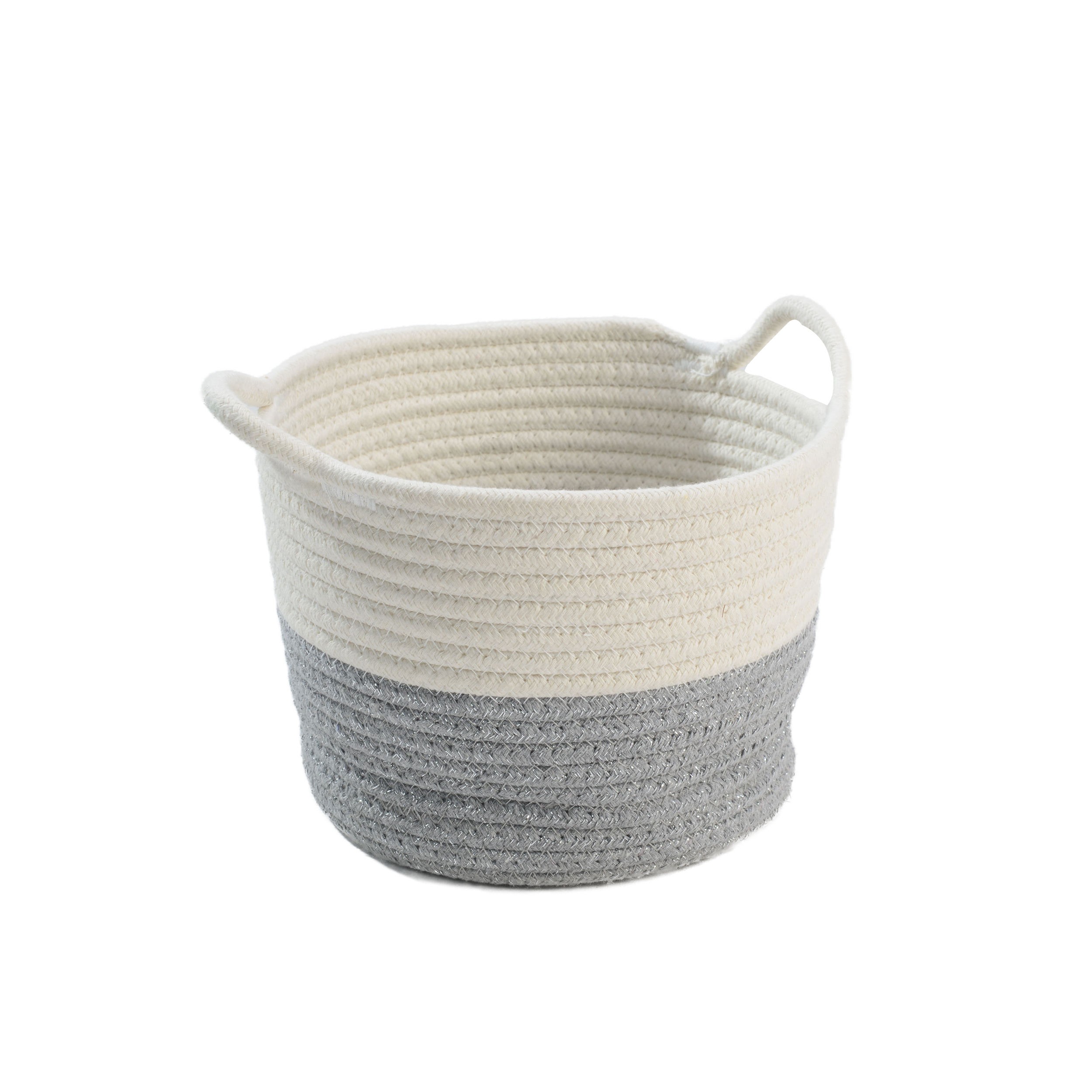 Cos depozitare Cali, sfoara bumbac, gri-crem 22 x 16 cm
