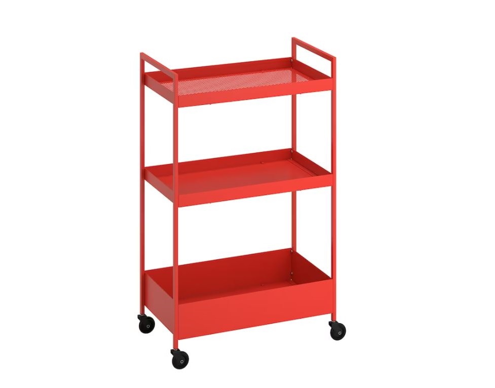 Dulap din metal rosu cu roti, 83x50x30 cm