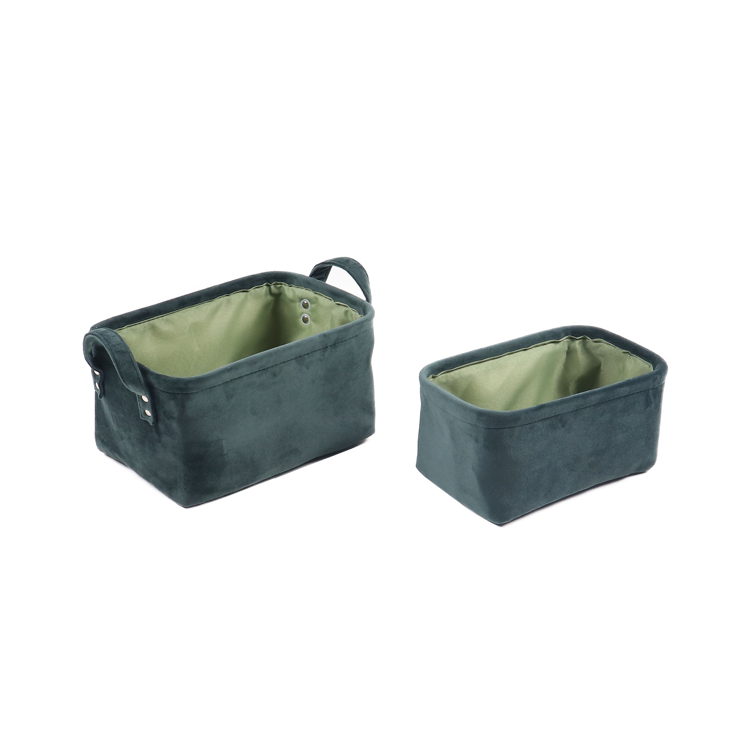 Set 2 bucati cos depozitare Cali, catifea, 28 x 18 x 14 cm
