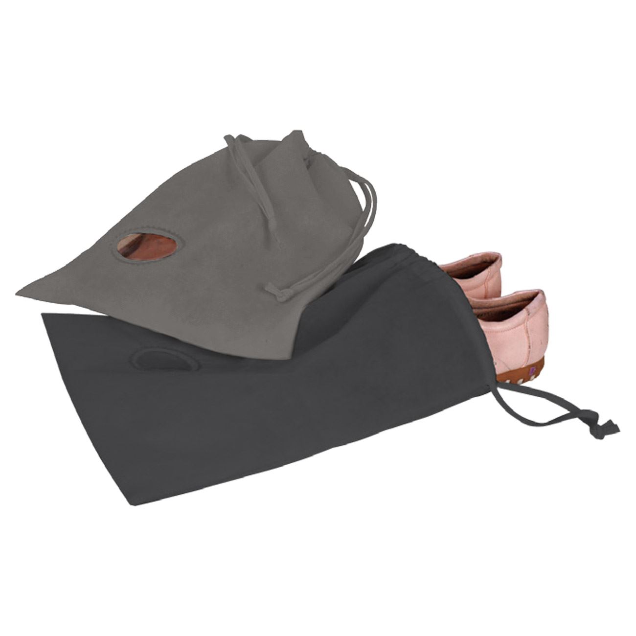 Set saculeti depozitare incaltaminte, Cali, 32 x 42 cm, negru-gri