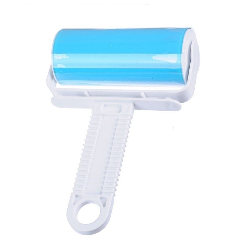 Rola din silicon pentru curatarea hainelor si textilelor, VENITIVO, reutilizabila si lavabila, albastra, maner din plastic, 18x11x5 cm