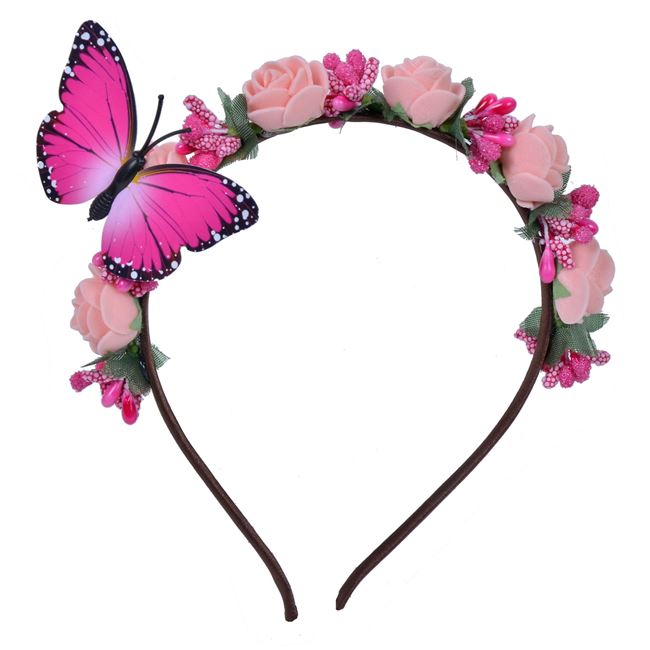 Bentita Hawaii-ana VENITIVO cu Flori Fluturi, Accesoriu Deghizare