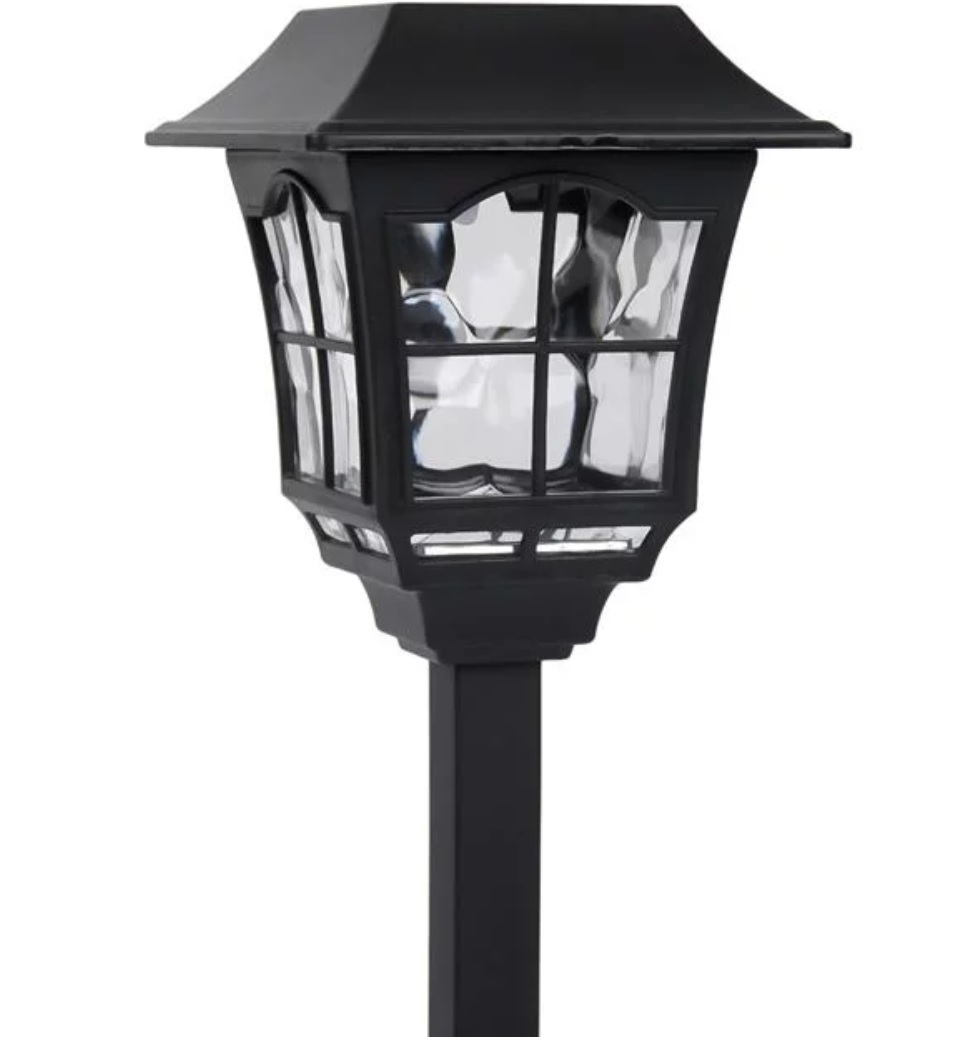 Lampa solara Cali Vitraliu, culoare negru, lumina alba, cu stalp de 32 cm