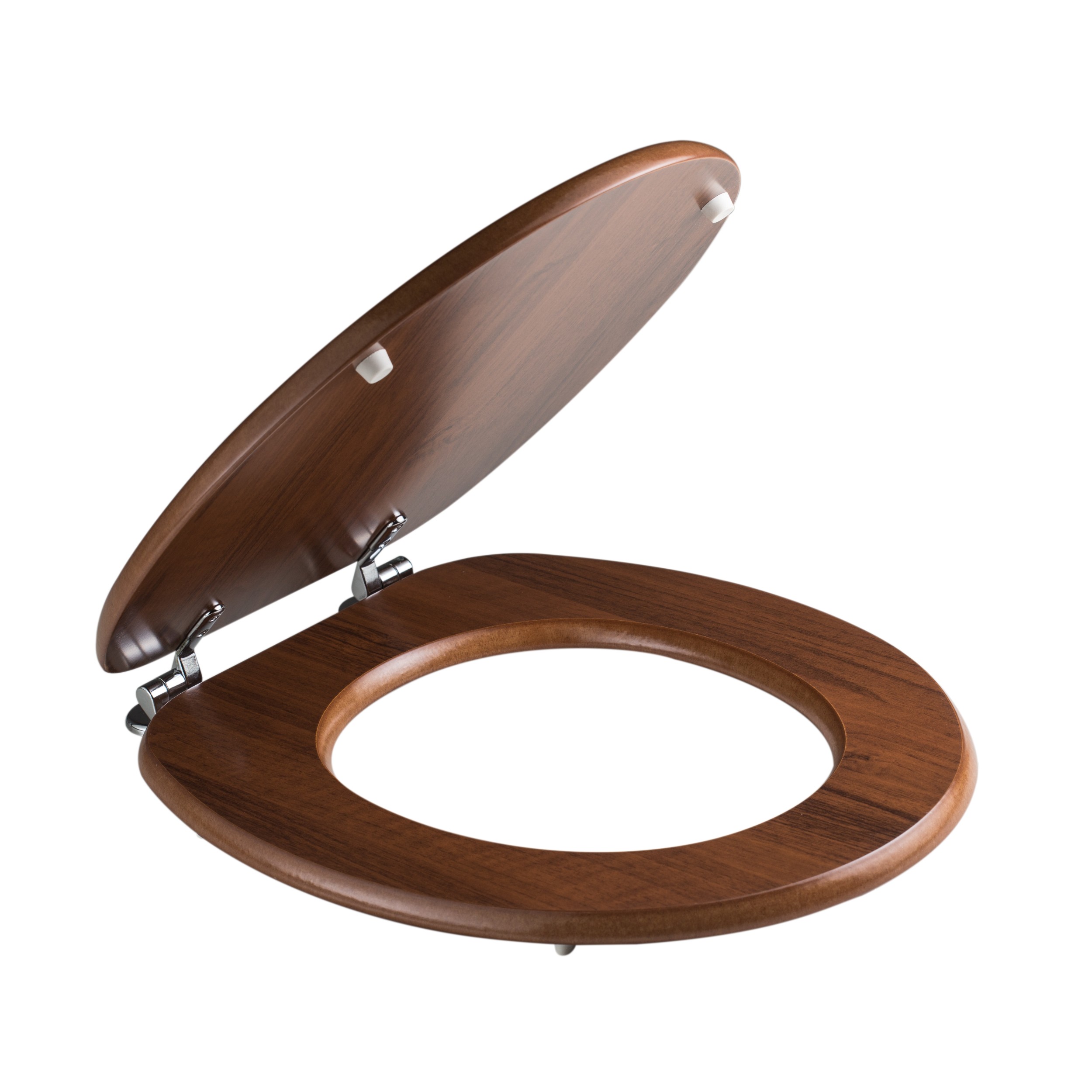 Capac WC din MDF, Cali, nuc, inchidere standard, 375 x 443 mm