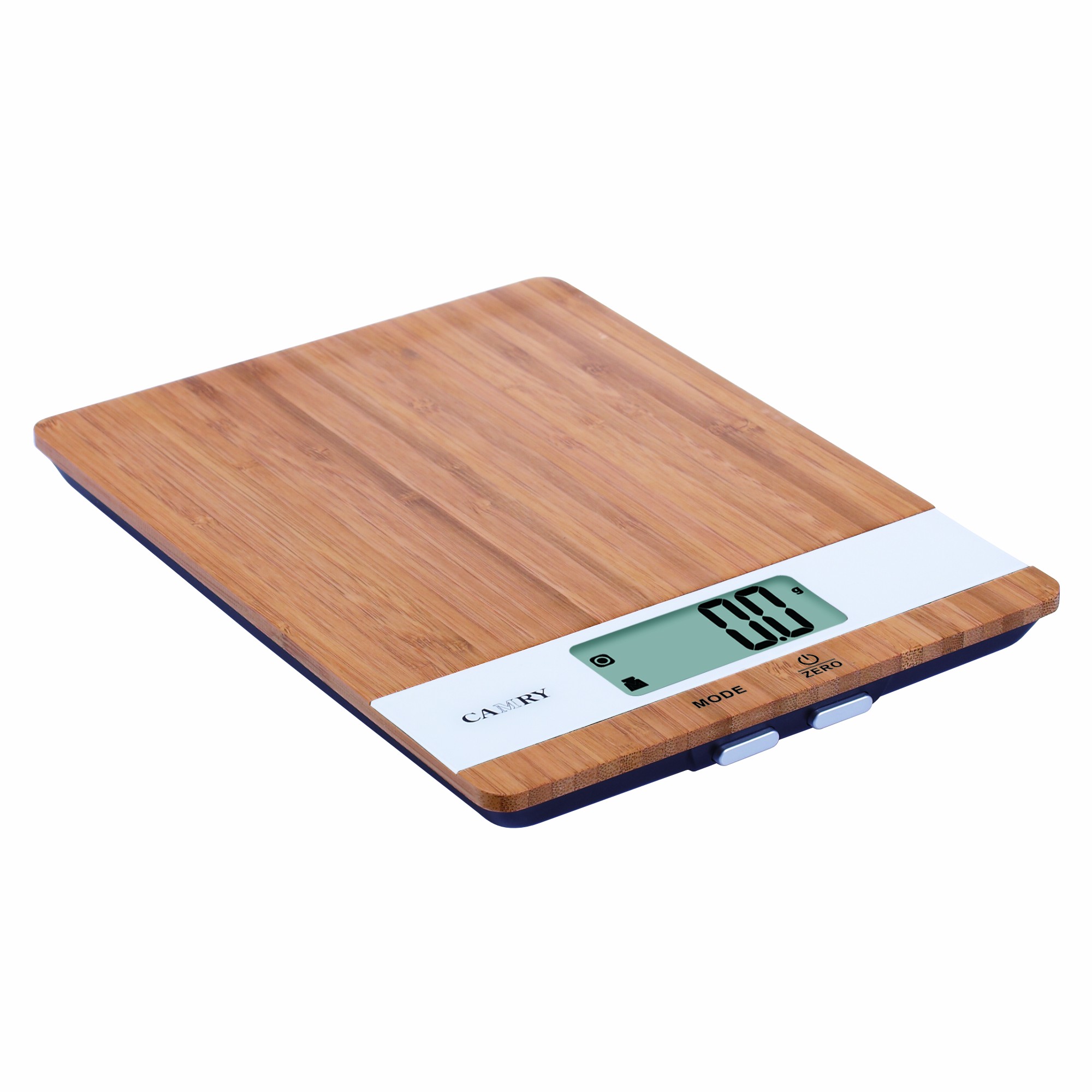 Cantar de bucatarie Cali, capacitate 5 kg, suprafata lemn bambus, ecran LCD, indicator supraincarcare, maro